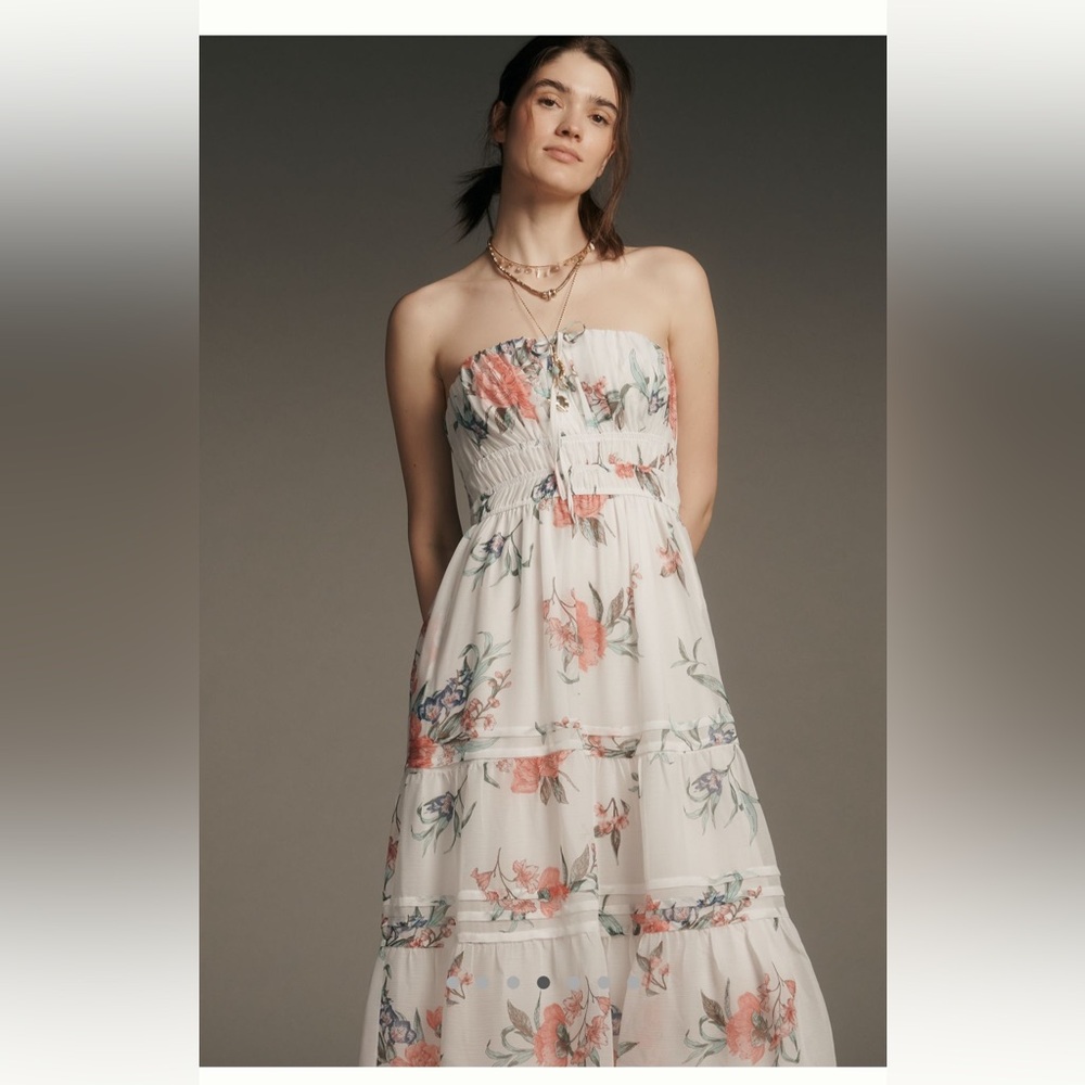 NWT Anthropologie Somerset Strapless Midi Dress size M